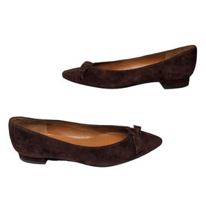 Delman Shoes Womens 5.5 Brown Suede Pointed Toe Bowtie Loafers Vintage $290